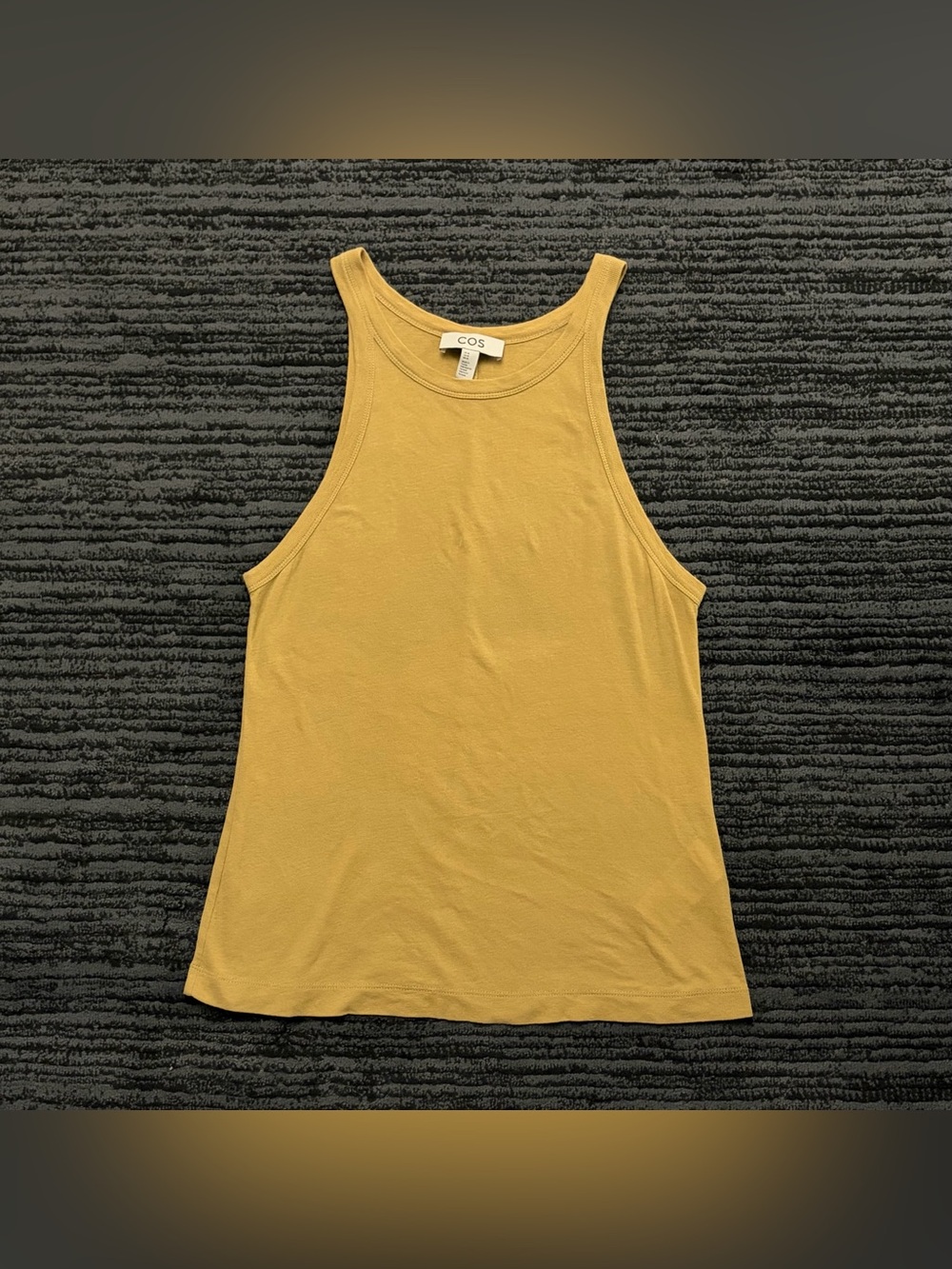 COS Women's Mustard Yellow Ribbed-Neck Tank Top